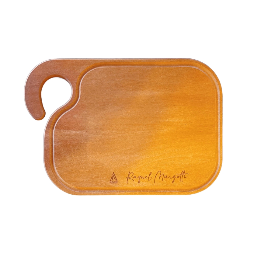 Tábua de Corte Carne Alça Curvada Madeira Nobre (Garapeira do Norte) Personalizada Gravura a Laser