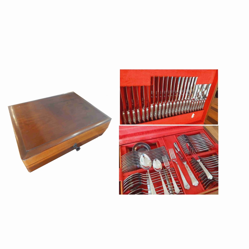 Faqueiro Antigo Hércules Classique Década 40 Raridade 104 Peças Novo C/ Caixa Madeira Nobre