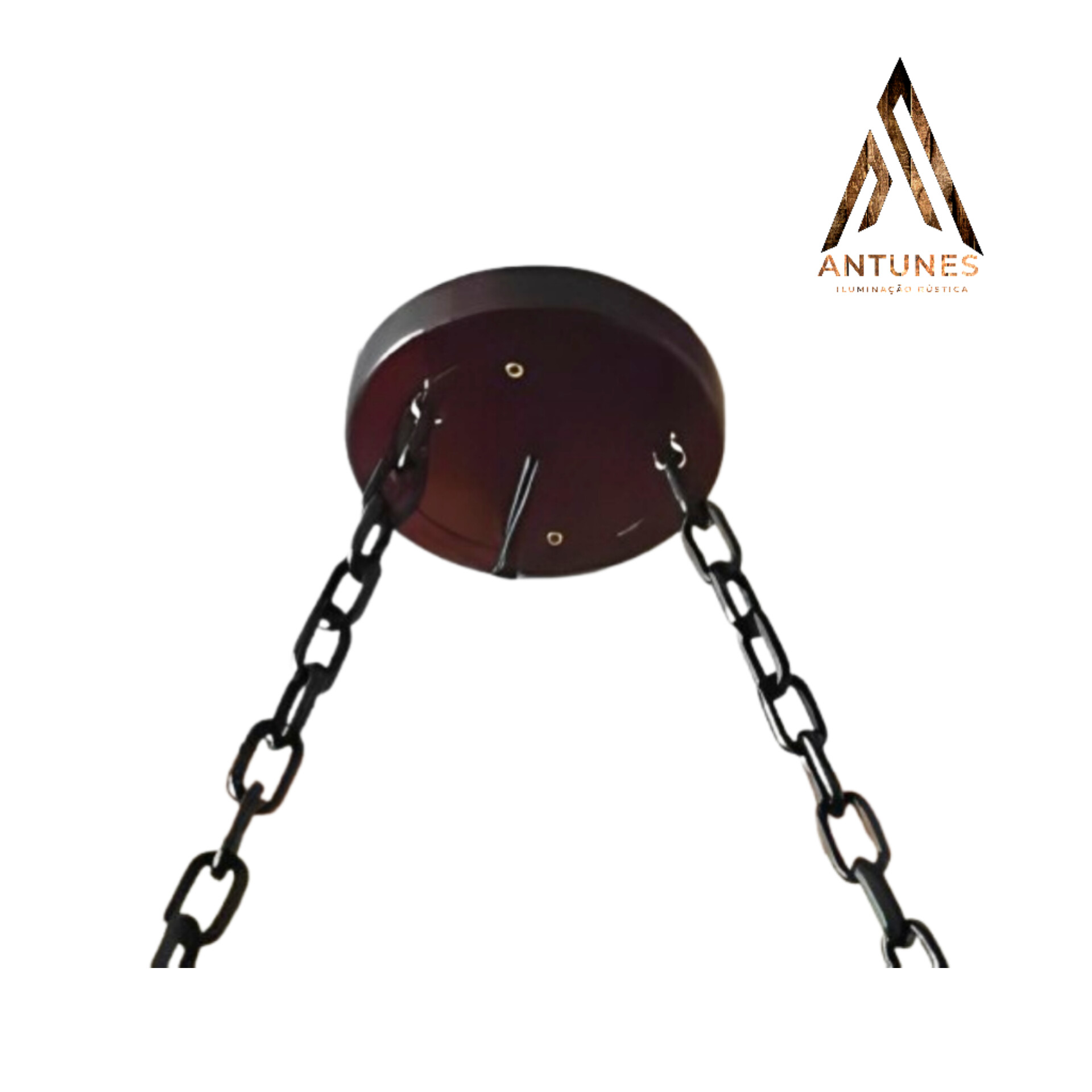 Pendente Rústico Roda de Carroça Caibro Madeira Maciça 2 Lâmpadas Antunes Bivolt (não acompanha lampadas) - Imagem 8