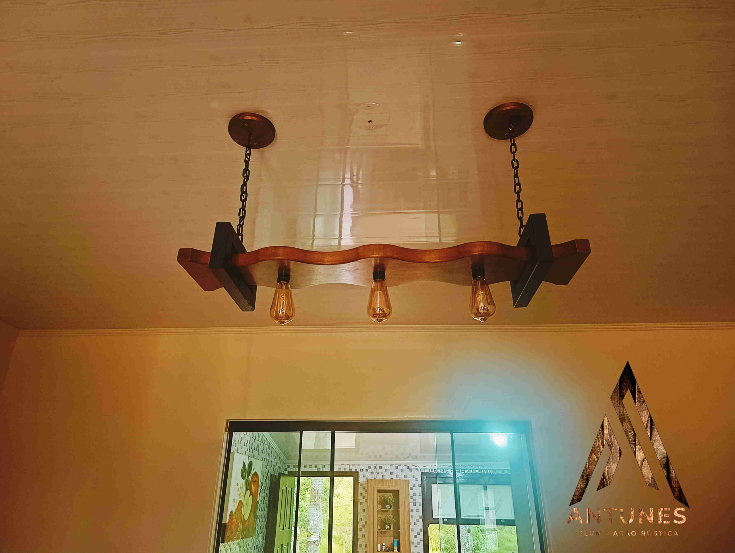 Pendente Rústico Industrial Madeira Maciça 3 Lâmpadas Design Exclusivo – Antunes (não acompanha lampadas) - Imagem 13