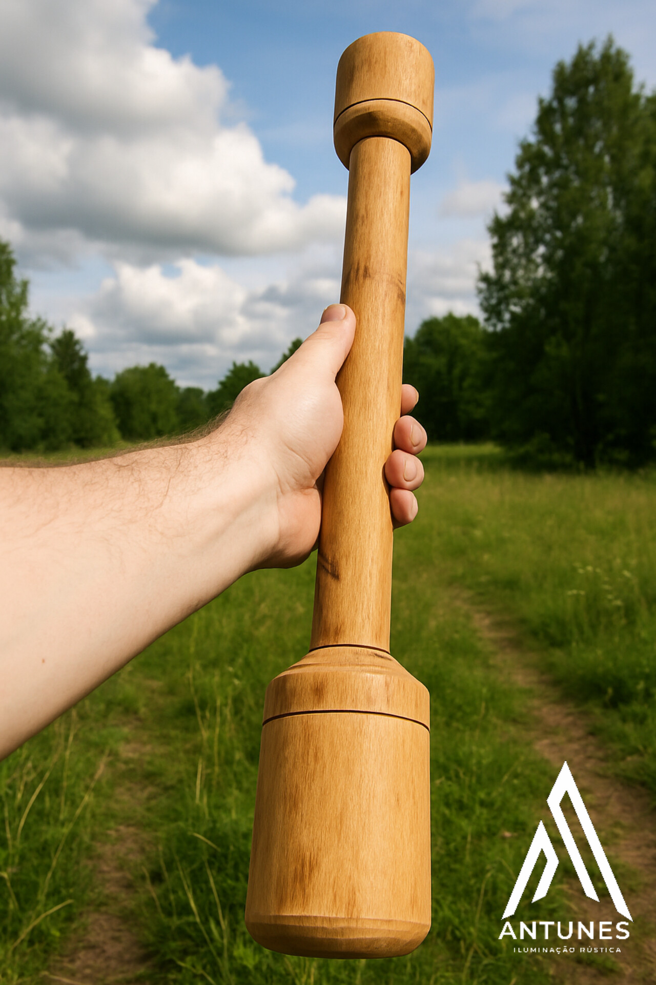 Mão de Pilão em Madeira Maciça 80cm – Torneada à Mão com Acabamento Fino | Antunes Móveis Rústico - Imagem 3