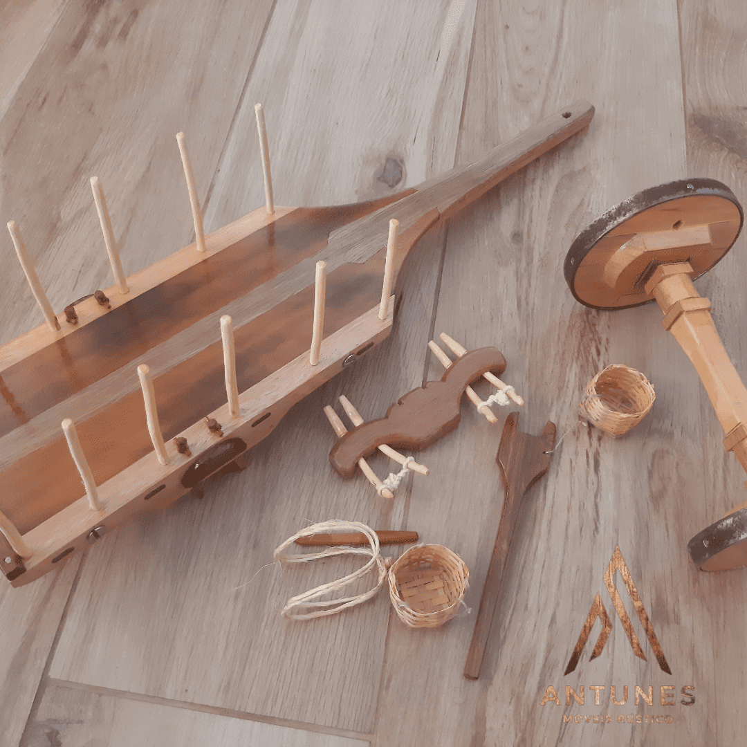 Carro de Boi Miniatura Rústica em Madeira Nobre – Decoração Fazenda, Roça, Vintage Artesanal - Imagem 10