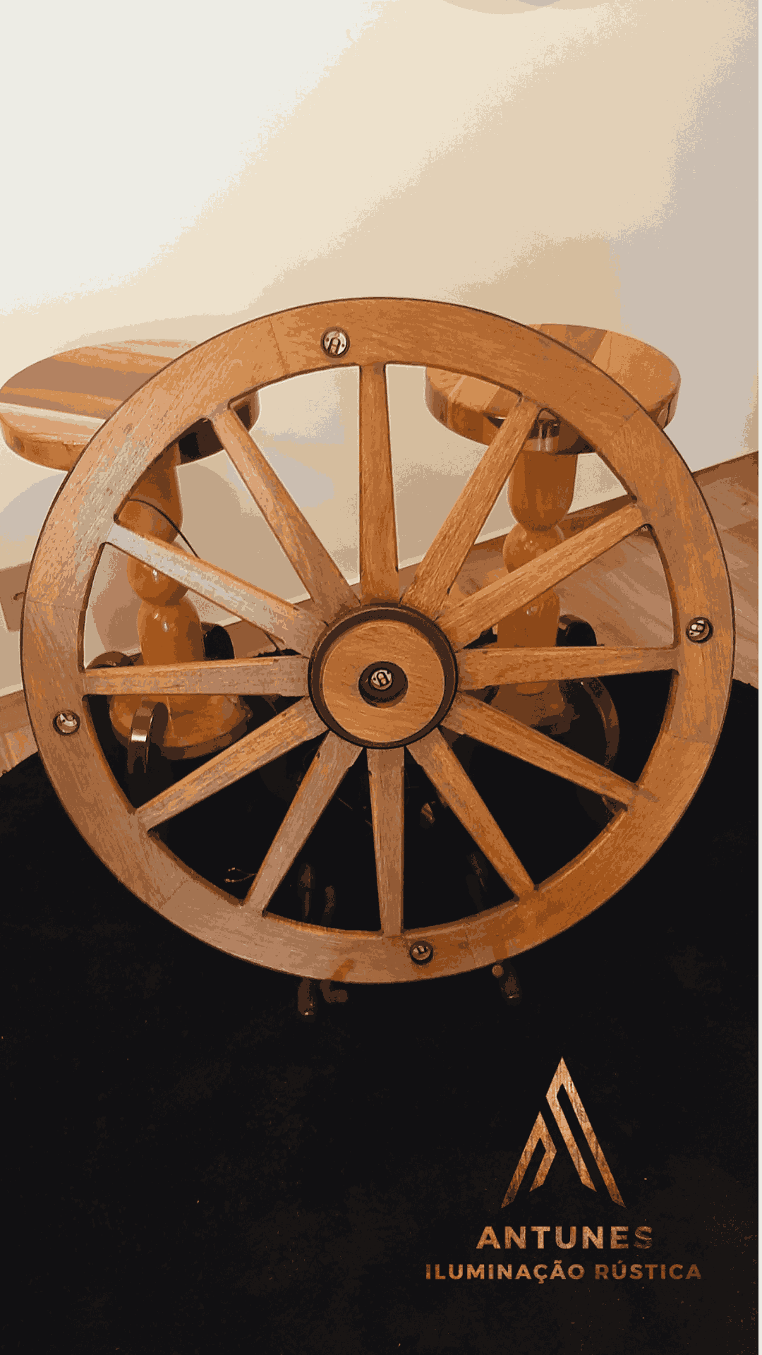 Lustre Gigante Rústico 90cm 5 Bocal Madeira Maciça Retrô Artesanal – Antunes (não acompanha lampadas) - Imagem 18