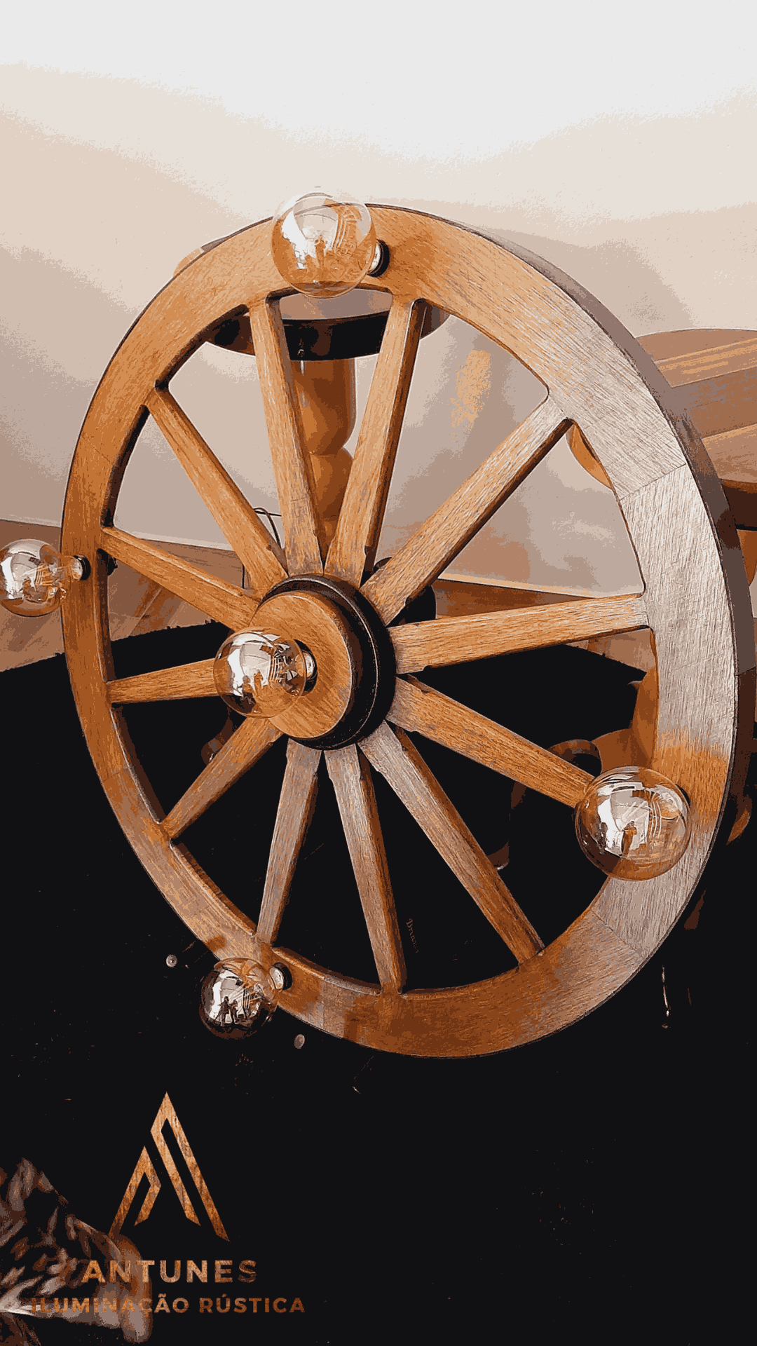 Lustre Gigante Rústico 90cm 5 Bocal Madeira Maciça Retrô Artesanal – Antunes (não acompanha lampadas) - Imagem 15